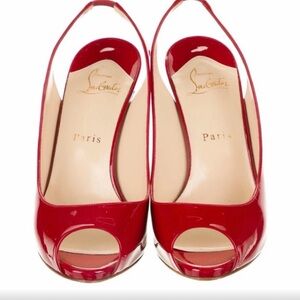 Louboutin red peep toe
